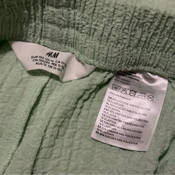 h&m Girl’s 14 Mint Green Gauze Elastic Pull On Wide Leg Pants - Picture 5 of 5